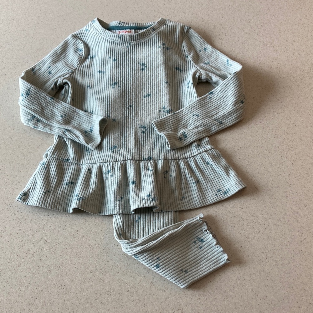 Cat & Jack Ribbed Set in Gray with Blue Stars Girls size 5T